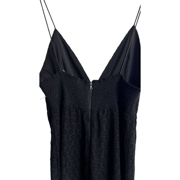 Alice + Olivia Long Maxi Jumpsuit Womens Size 12 Black Embroidered Eyelet Back - Picture 6 of 10